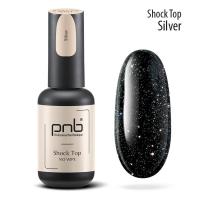 PNB УФ/ЛЕД Шок Топ, светоотражающий серебряный/UV/LED Shoсk Top PNB, Silver PNB, No Whipe, 8 ml